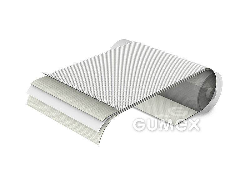 PU Förderband P9/Z/LR profiliert, 2-lagig, 1,5mm, Breite 500mm, FDA, antistatisch, -30°C/+100°C,weiß, 